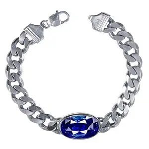 Ramneek Jewels Divya Shakti 5.25-5.50 Ratti Blue Sapphire Bracelet (Nilam/Neelam stone Silver Bracelet) AAA Quality Gemstone (5.50)
