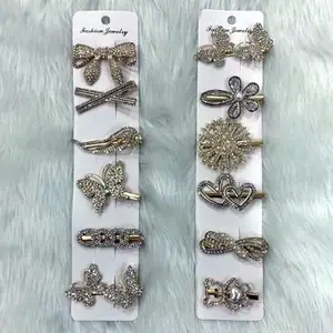 LouisIndia.com Louis India Gold hairclip-Cat women hairpin-Diamond Feather Hair Clip-Hairpin Barrette Bobby Pin-Hair Styling Tools-Ornament Accessories Korean Style (pack of Any 6)