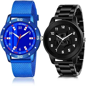 NIKOLA Wrist Analog Blue and Black Color Dial Men Watch - BRM28-B993 (Pack of 2)