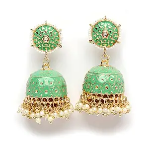 Shining Diva Fashion Latest Stylish Traditional Jhumka/Jhumki Earrings for Women and Girls (14007er)(Green)