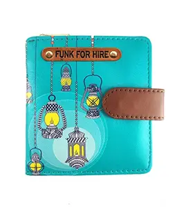 Funk For Hire Women Laltain Printed Vegan Leather Small Wallet - Aqua