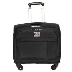 Swiss Military Parker Black Laptop Overnighter Soft Trolley Luggage Bag, Polyester, Durable Zipper, Combination Lock, 4 Wheels, Lightweight, 48 Liters