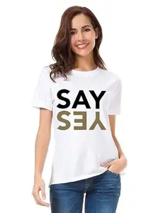 Epiko Loose Fit Trendy Graphic SAY YES Oversize Women Tshirt | Unique Trendy Graphic Tshirt for Women and Girls