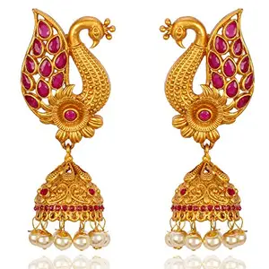 Shining Diva Fashion Matte Finish Latest Stylish Earings Pearl Traditional Jhumki Earrings for Women and Girls (10042er)