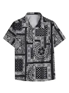 DHRUVI TRENDZ Men's Rayon Shirt - Summer Button Down Shirts | Half Sleeve Printed |Formal |Casual Stylish | Man Regular Fit