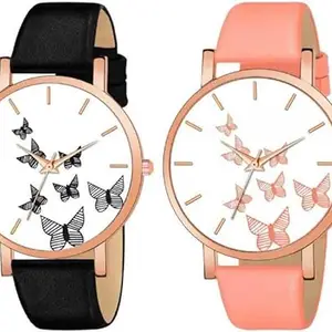 RPS FASHION WITH DEVICE OF R Analog Linear Butterfly Designer Multicolor Dial Girl’s & Wmen's Watch (orenge-Black)