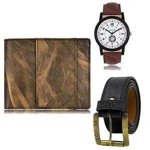 LOREM Watch-Artificial Leather Belt & Wallet Combo for Men (Fz-Lr11-Wl20-Bl01)