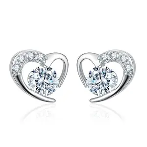 MYKI Diamond in Heart Everyday Earrings For Women & Girls (Silver)