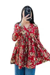 Women’s Printed Short Kurti for Girls | Regular Wear Flared Tunic Top | Stylish & Comfortable Rayon Kurti