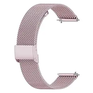 ACM Watch Strap Steel Metal 22mm compatible with Dizo Watch D Sharp Smartwatch Adjustable Belt Chain Band Rose Pink