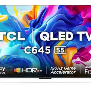TCL 139 cm (55 inches) 4KUltra HD Smart QLED Google TV 55C645 (Black) price in India.
