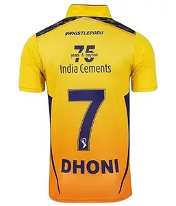 Generic Thala Dhoni Yellow T-Shirt Chennai CSK Dhoni 7 Jersey 2023 (Men's & Kids)(4-5Years)