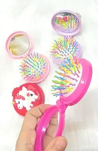 Tera13 TERA 13 Returm Gifts For Kids Hair Comb With Mirror For Girls (4 Pcs) Unicorn Hair Comb For Girls, Compact Mirror For Kids, Kanjak Gifts, Birthday Gifts Hair Comb Brush For Girls