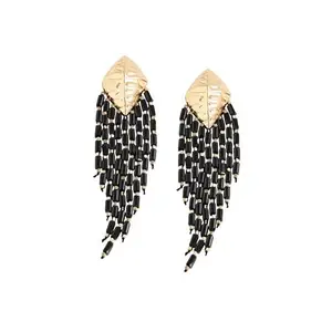 SOHI Black Rhinestone Drop Earrings For Women & Girls | Jewellery For Women | Light Weight Earrings |Push Closure | Modern | Statement | Artificial Earrings For Women | Western Earrings (4801)
