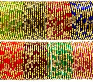 Hand Kkrafts Multicolor glass bangle/chudi for women (2.4)