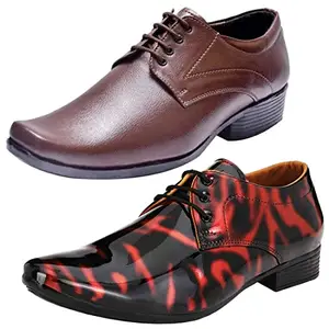 Vitoria Latest Trendy Formal Shoes/Party Shoes/ 2 Shoes Combo with Free Belt for Men and Boys (BAZAAR7766_VTR01-Blk-Red004-Brwn-1-Blk) Multicolor