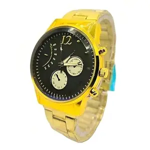 A1 Pure Causal Watch and Dail Colour Black Strap Colour Gold Watch for,Men Boys