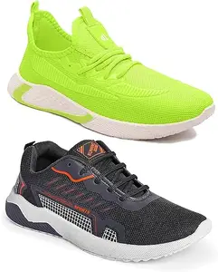 WORLD WEAR FOOTWEAR Soft, Comfortable and Breathable Canvas Lace-Ups Sports Running Shoes for Men (Multicolor, 6) (S9823)