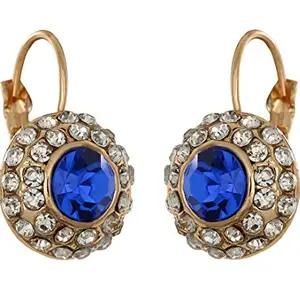 Crunchy Fashion Bollywood Western Austrain Crystal Dark Blue Stud Bali earring for women/girls