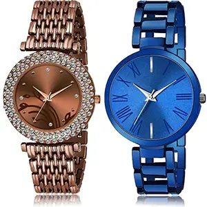 NEUTRON Fashion Analog Brown and Blue Color Dial Women Watch - G573-G611 (Pack of 2)