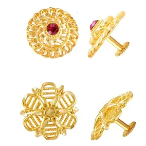 VFJ VIGHNAHARTA FASHION JEWELLERY Vighnaharta Golden Brass Cubic Zirconia Studs Earrings For Women[VFJ1400-1431ERG]