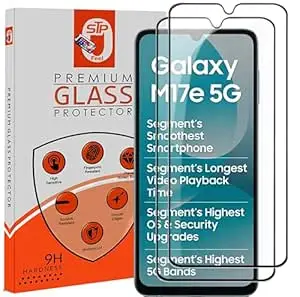 STP FEEL Premium Tempered Glass Screen Protector Guard Compatible For Samsung Galaxy M17e 5G (6.7 Inch, Pack of 2) | Edge to Edge Coverage With Easy to installation kit for Smartphone