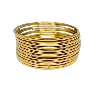 Traditional Plain Gold-Plated Thin Bangles for Women & Girls | Lightweight & Dailywear Thin Kada for Women & Girls (Pack of 2)