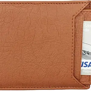 WILD EDGE Wallet for Men with ATM Card Holder - Tan Genuine Leather Wallet in Solid Design - Minimal Thin Pocket Wallet (Tan)
