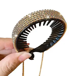 Rhinestone Tassel Bun Maker Ponytail Holder, Crystal Bun Ring, Tail Hair Bun Holder, Hair Claw Clip, Hair Accessories For Girl(gold)