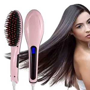 SHREEJIIH Fast Hot Hair Straightener Comb Brush Lcd Screen Flat Iron Styling,Multicolor
