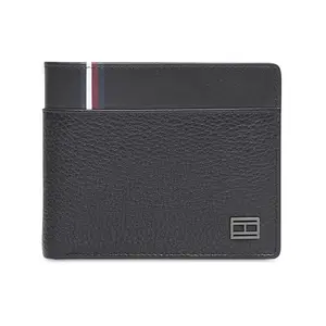 Tommy Hilfiger Men Leather Global Coin Wallet - Black, (Anoixi)