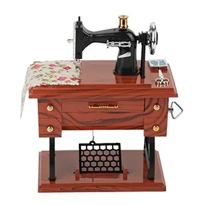 Luroze Retro Music Box, Clockwork Music Box, The Whole Sewing Machine Can Move, The Switch is in The Drawer, Vintage Music Box, for Music Box Sewing Machine