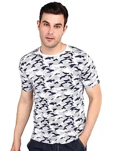 Urbano Fashion Men's White Military Camouflage Printed Slim Fit Half Sleeve Cotton T-Shirt (aopcamt22-001-white-xl)