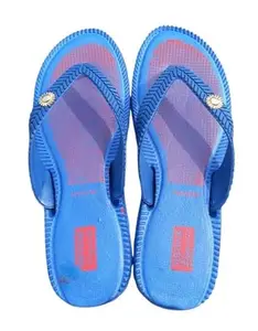 MEHAK Hawai FlipFlops Casual Daily Use Slipper For Women & Girl's(Blue)-No-8