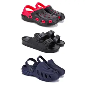 DRACKFOOT-Lightweight Classic Clogs || Sandals with Slider Adjustable Back Strap for Men-Combo(4)-3017-3115-3136-9 Navy