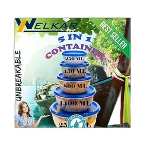 Kitchen Container |250+450+800+1400+2500 ml| Stackable Refrigerator Organizer for Fresh Food Storage | BPA-Free Kitchen Solution|Design - 4895 for Home and Kitchen