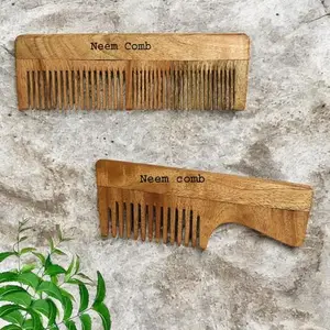 StayBuy™ Neem Wood Hair Comb,Comb for unisex, Neem Wood Comb For Women/Men Pack-02, Color- Brown