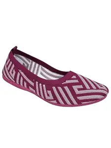 AJANTA Women's Stylish Knitted Ballerinas | Premium Slip-On Flat Jutis & Bellies | Lightweight, Non-Slip Dailywear Shoes Pink