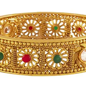 JFL - Jewellery for Less Gold Plated Traditional Ethnic One Gram Gold Plated Floral Kada for Women & Girls,Valentine