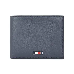 Tommy Hilfiger Vilyuy Leather Passcase Wallet for Men - Navy, 12 Card Slots