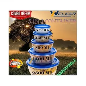 Kitchen Container |250+450+800+1400+2500 ml| Stackable Refrigerator Organizer for Fresh Food Storage | BPA-Free Kitchen Solution|Design - 4886 for Home and Kitchen