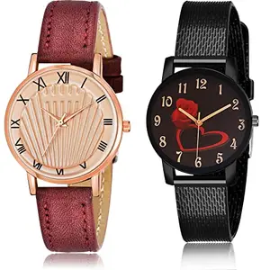 NEUTRON Heart Analog Rose Gold and Black Color Dial Women Watch - GW48-G535 (Pack of 2)