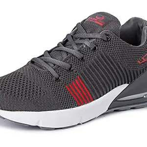 Lancer Mens RAMBO-124 Grey/Red Running Shoe - 9 UK (RAMBO-124DGR-RED-43)