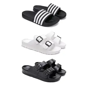 Lightweight,Classic SliderSandals with Clogs for Men-Combo(3)-3024-3113-3115-10 Black-2541