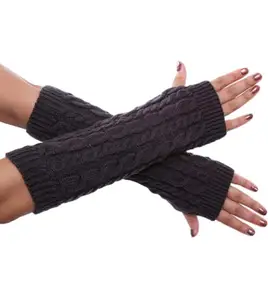 Richmen Women's Cable Knit Arm Warmer Fingerless Gloves With Thumb Hole - Cool Evening Party Arm Warmers Sleeves