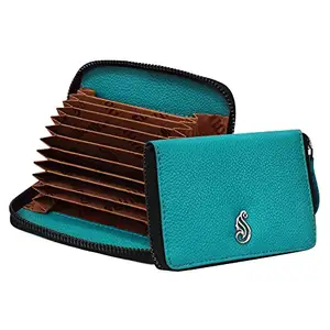 SOUMI Genuine Leather Blocking Teal Wallet for Women (GCH02TL)