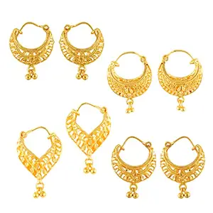 MEENAZ Hoop Earrings For Women girls Combo Set Pack Traditional Temple 1 One Gram Gold 18k Copper Brass Ruby Meenakari South Indian Screw Back Studs Tops Stud Fashion Stylish Bali Ear rings combo-M107