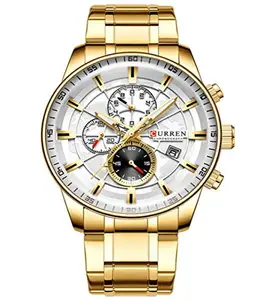 CURREN Luxury Leather Quartz Chronograph Analogue Gold Men Casual Wrist Watch Sport Watches CR-8362