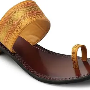 Picktoes PT-1192 Women's Yellow Synthetic Leather Casual Heel Sandal