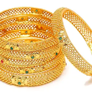 Shining Diva Fashion Latest Gold Plated Set of 6 Stylish Traditional Bangle for Women (13848b_2.6)